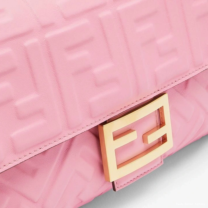 Vintage HOT Fendi Baguette In Bag Nappa Medium Leather Motif Pink FF 0730
